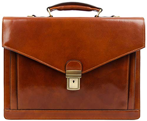 Time Resistance Aktówka ze skóry licowej ręcznie wykonana biznesowa Attache torba na ramię dla mężczyzn mieści laptopa do 15 cali ciemnobrązowa, Brązowy, M, Klasyczny