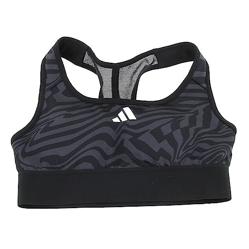 adidas Dziewczęcy biustonosz sportowy Aeroready Powerreact z wyściełanym nadrukiem - średnie wsparcie