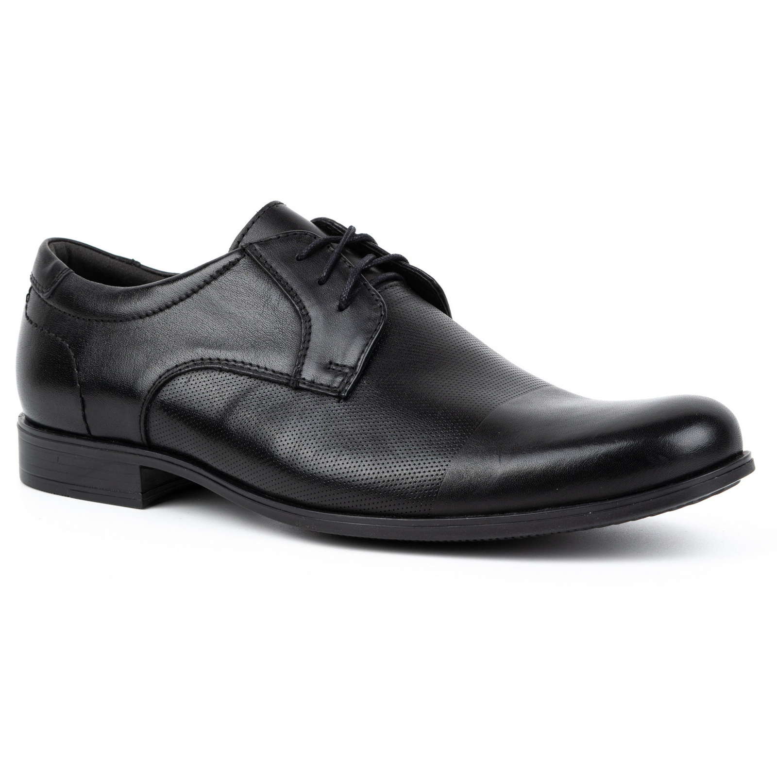 Buty męskie eleganckie skórzane 344KAM czarne - KAMPOL