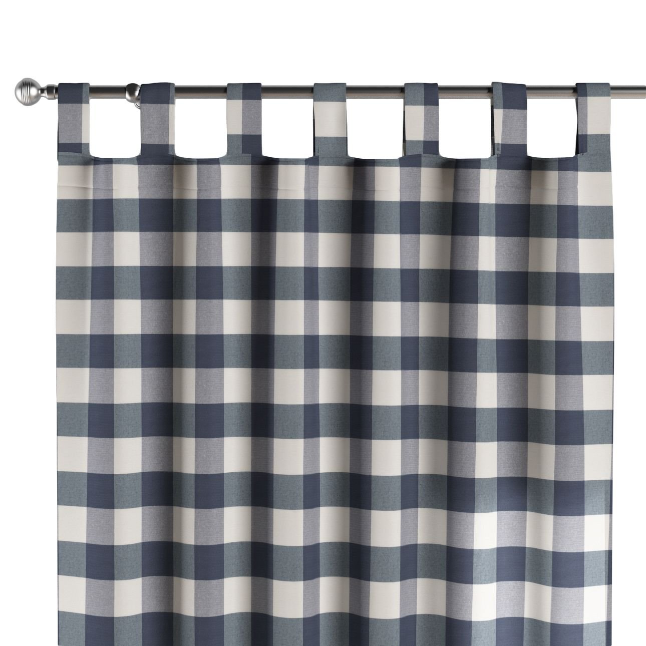 Dekoria Zasłona na szelkach 1 szt. granatowo biała krata 5,5x5,5cm) 1szt 130 × 260 cm Quadro 310-136-03