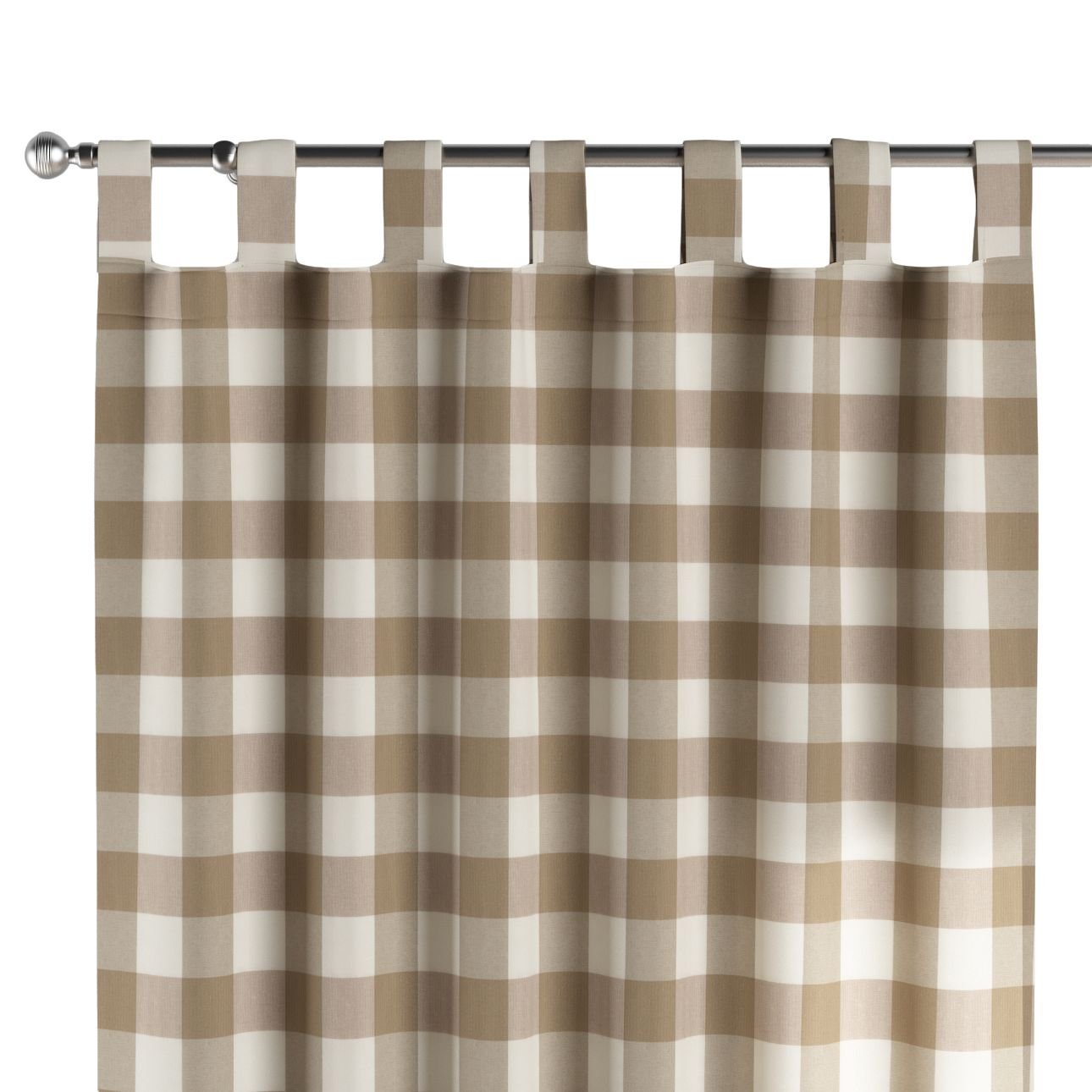 Dekoria Zasłona na szelkach 1 szt. beżowo biała krata 5,5x5,5cm) 1szt 130 × 260 cm Quadro 310-136-08
