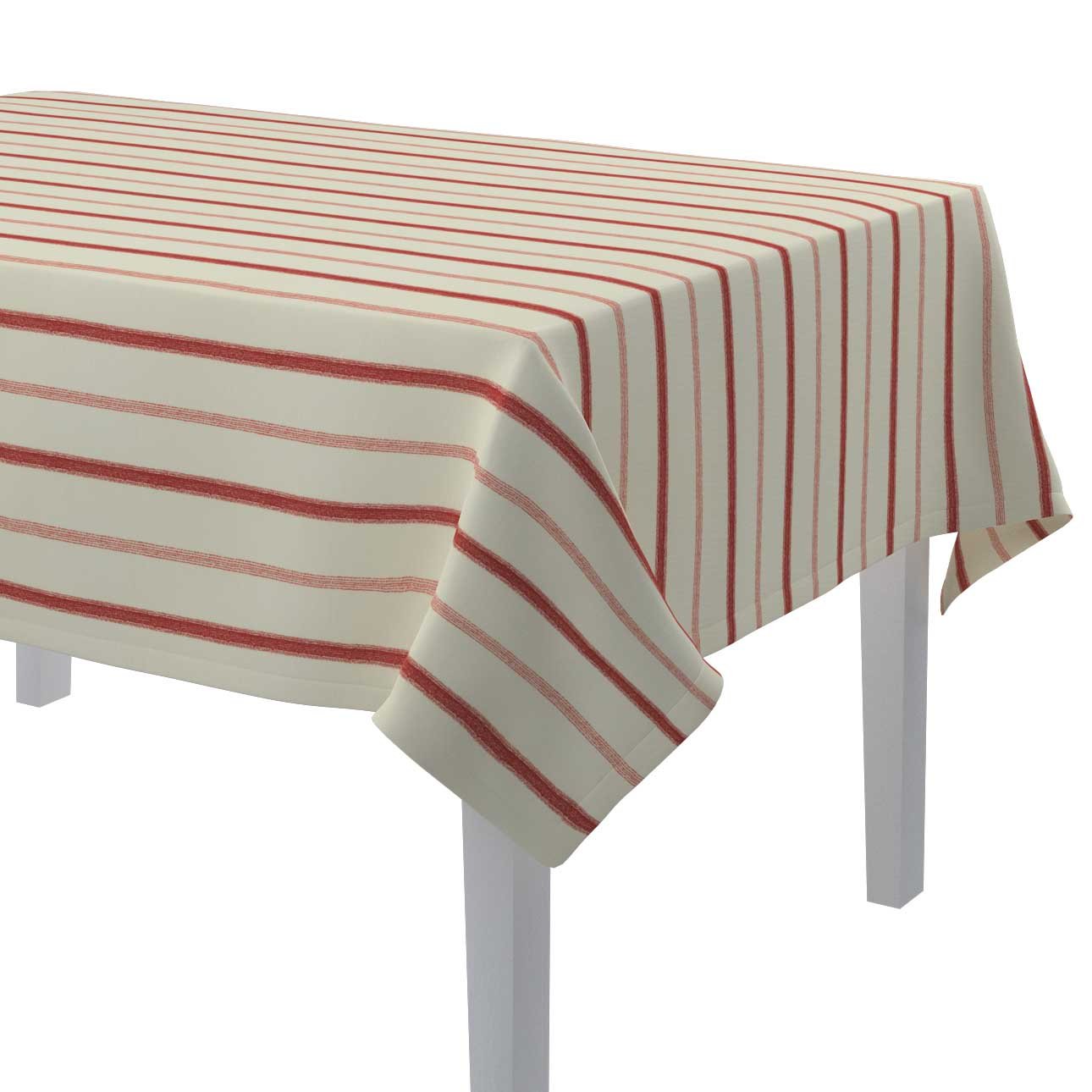 Dekoria Obrus prostokątny ecru tło czerwone paski 130 × 130 cm Avinon