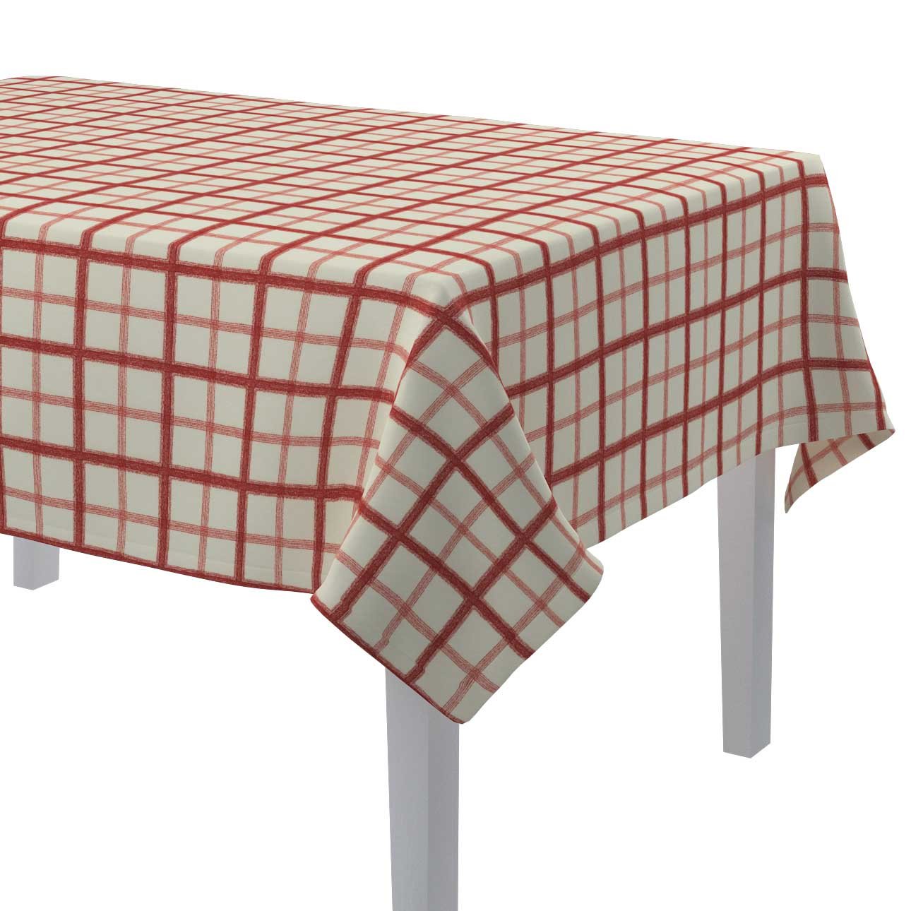 Dekoria Obrus prostokątny ecru tło czerwona kratka 130x130 cm Avinon 420-131-15
