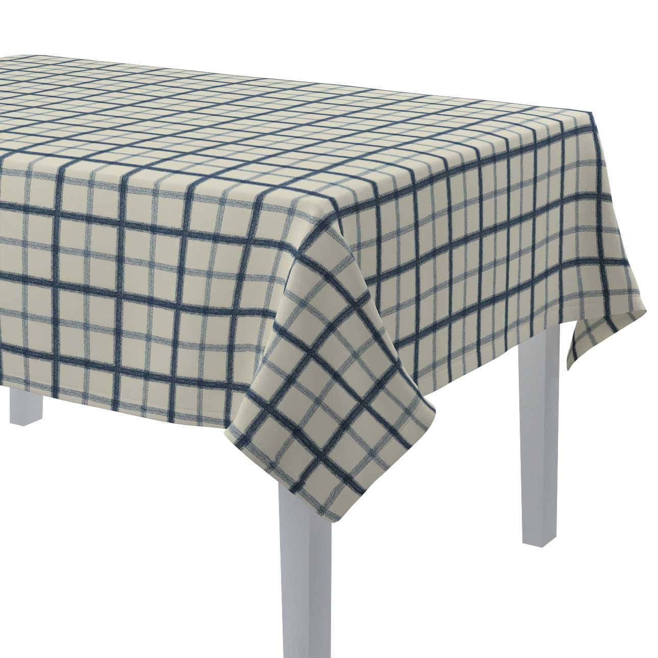 Dekoria Obrus prostokątny ecru tło niebieskie kratka 130x130 cm Avinon 420-131-66