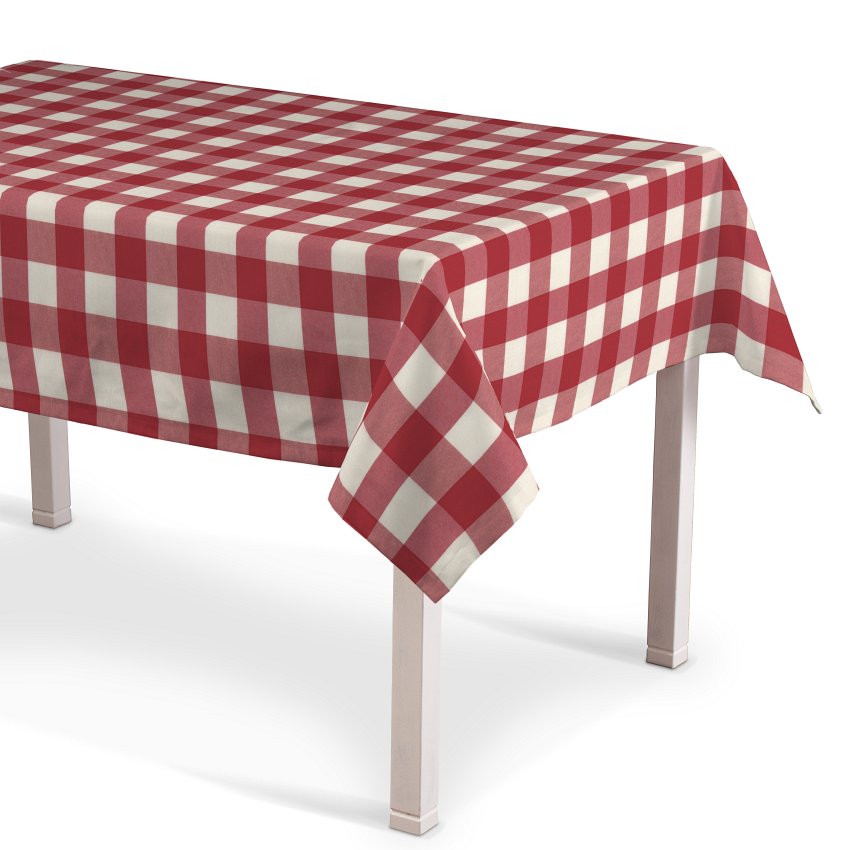 Dekoria prostokątny obrus na stół 130x130 cm dekoracja stołu biało-czerwony w kratkę 420-136-18