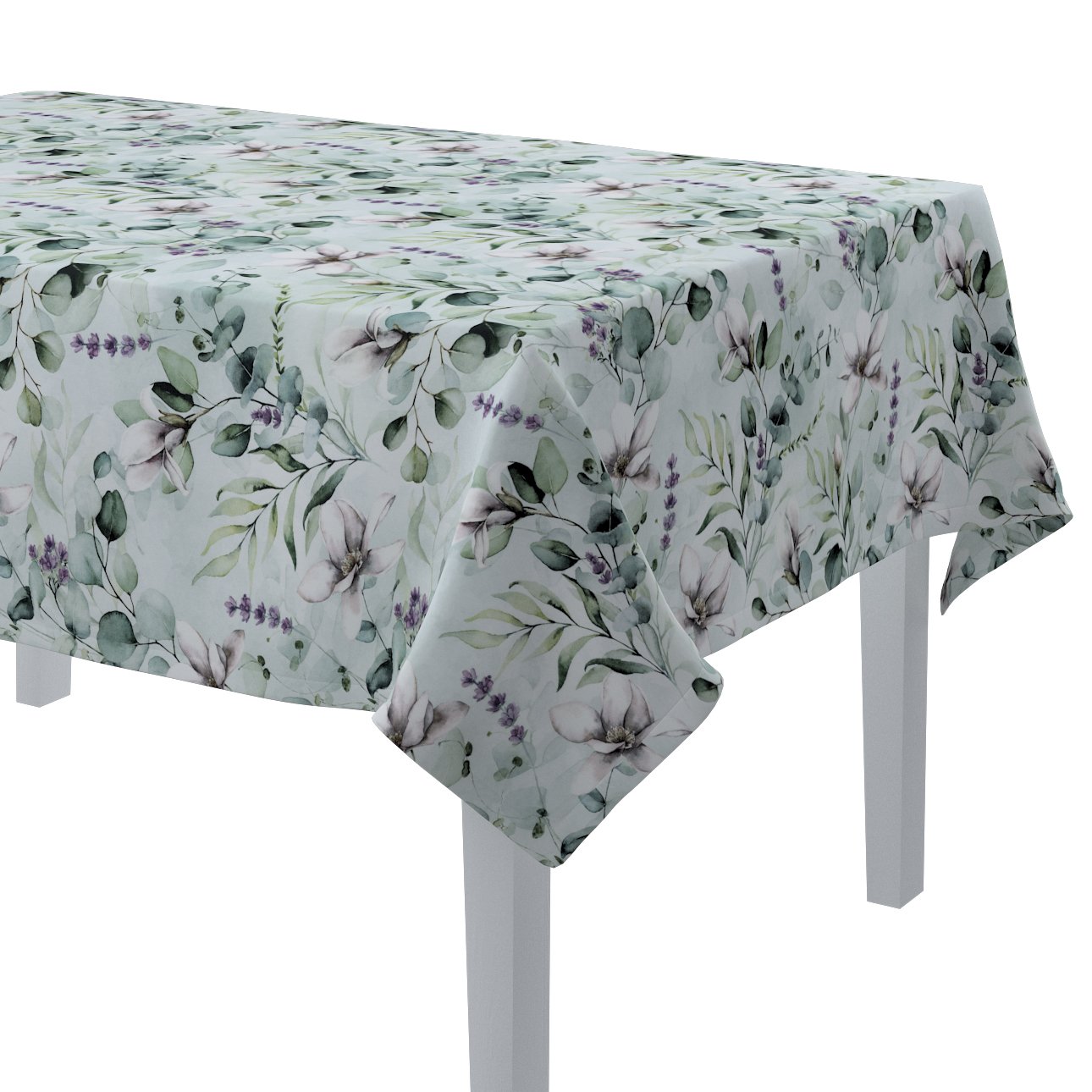 Dekoria pl Obrus prostokątny magnolie na miętowym tle 130 × 130 cm Flowers