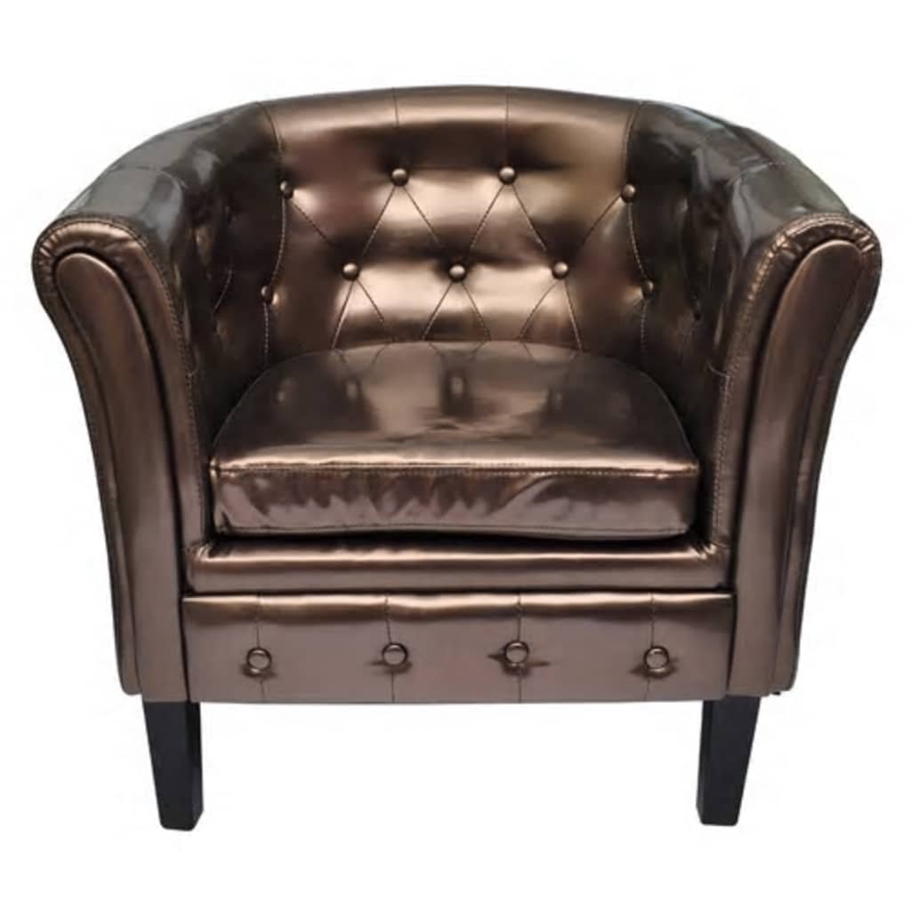 vidaXL Fotel w stylu chesterfield, złoty brąz