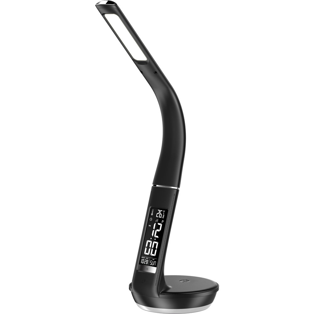 Lampa stołowa LED z zegarem i kalendarzem, RTL 204 BK Qi  6W