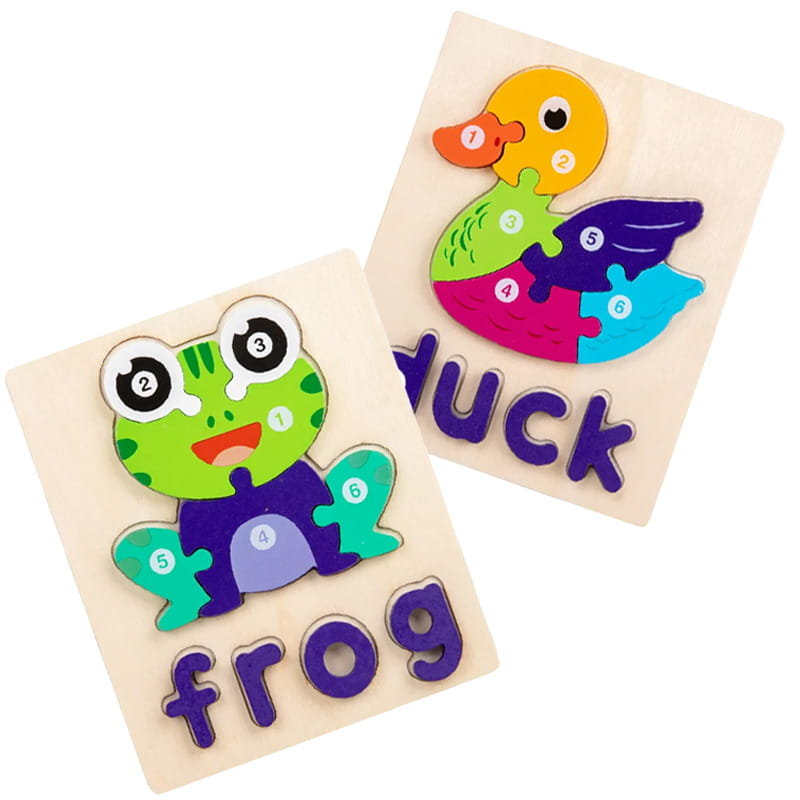 Puzzle drewniane - Kaczka i Żaba - Duck &  Frog