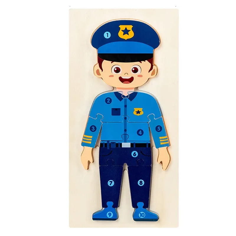 Puzzle drewniane - Zawody - Policjant