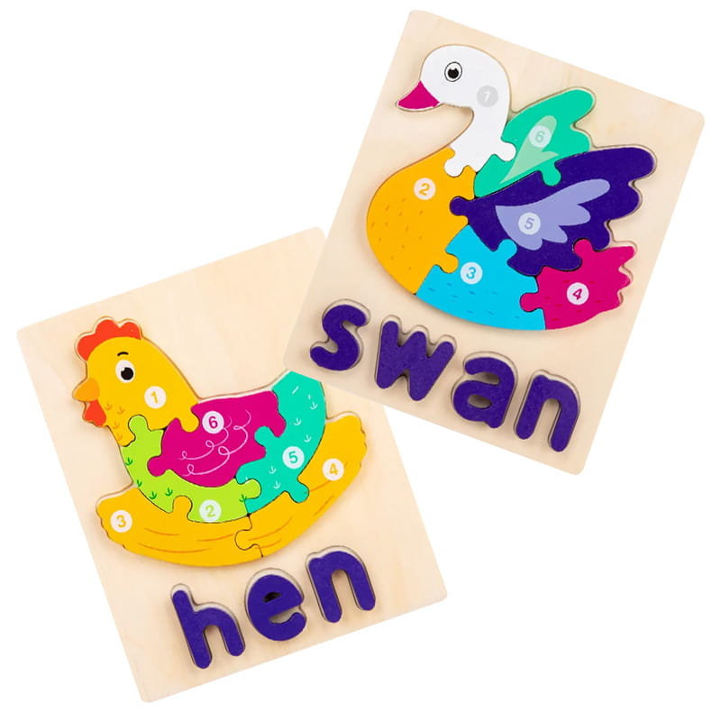 Puzzle drewniane - Kura i Łabędź - Hen &  Swan