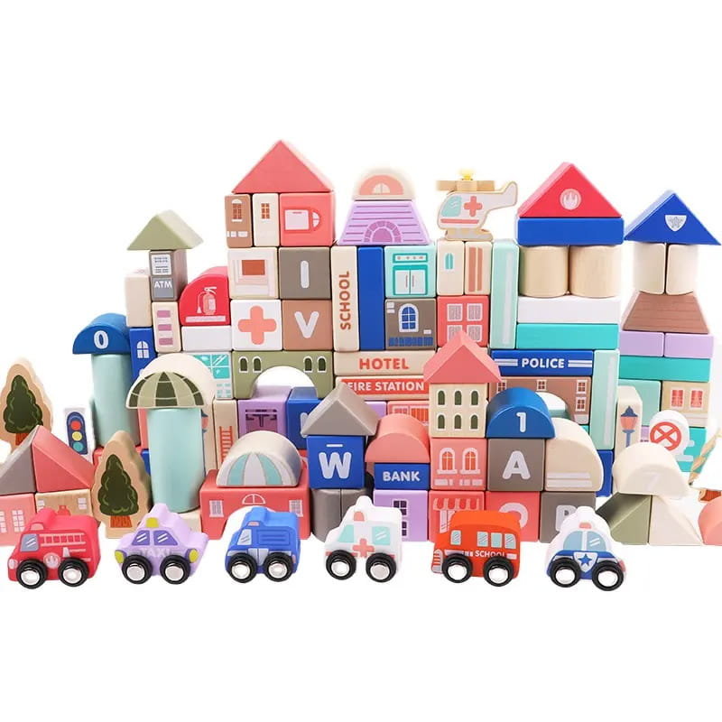 Klocki drewniane - Miasto 115 elementów