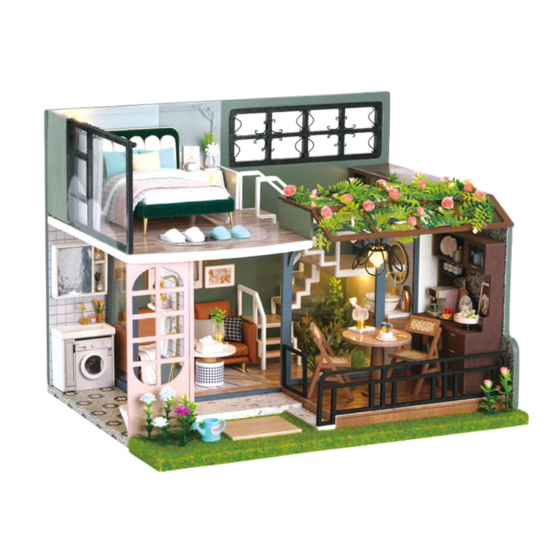 Miniaturowy domek DI, do sklejania, Zielone wzgórze Ani*