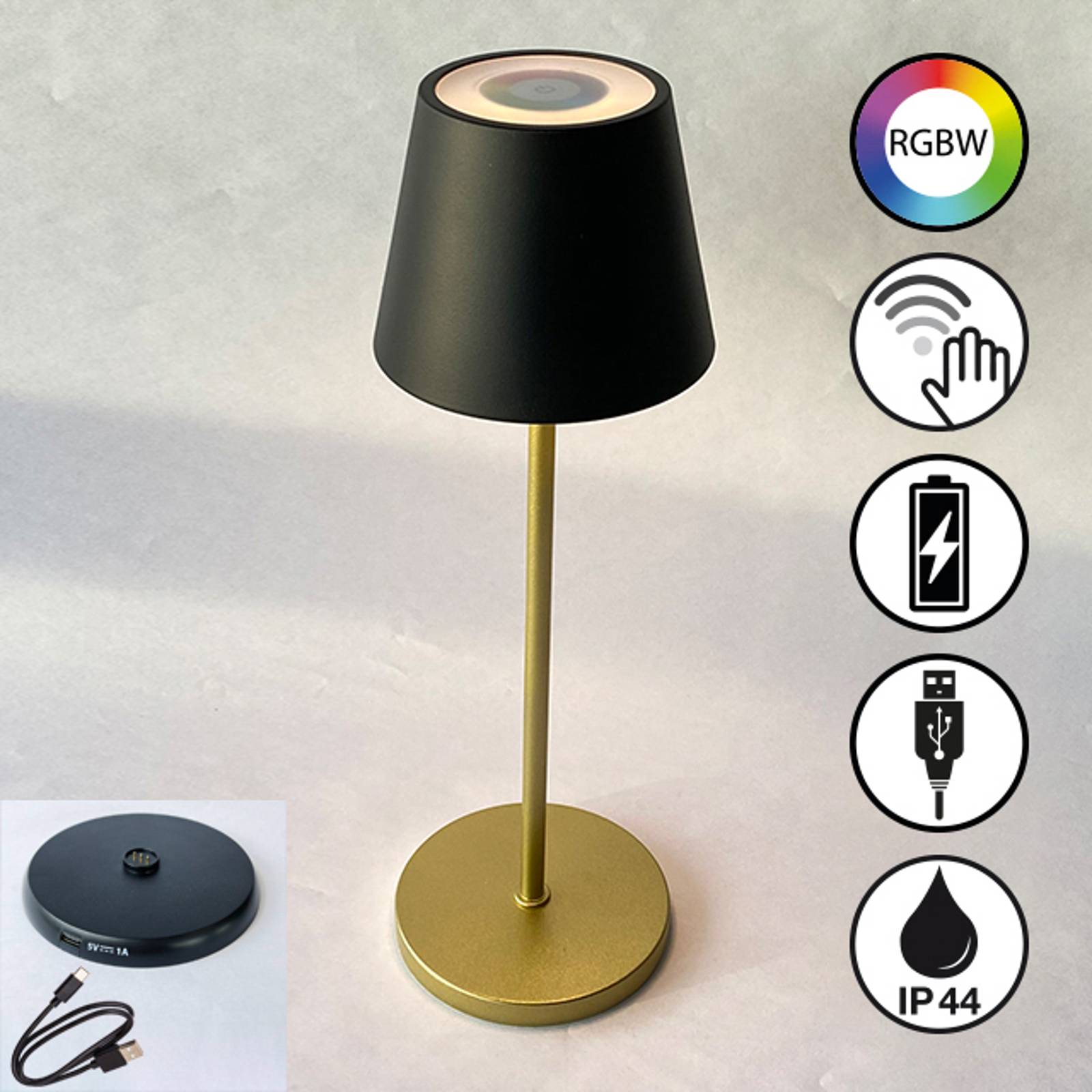 FH Lighting Lampa stołowa LED Cosenza 2.0 34cm czarna/złota