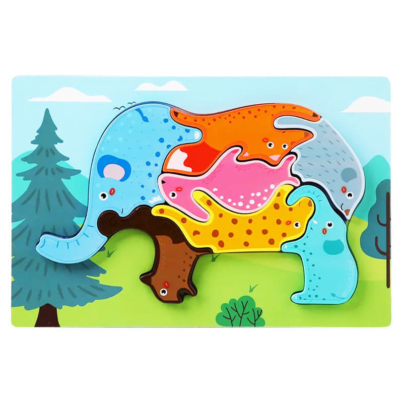 Puzzle drewniane Słoń układanka montessori