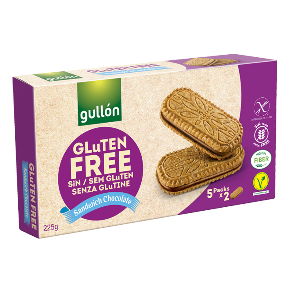 .Gullon Bezglutenowe Ciasteczka wypełnione kremem czekoladowym 225g