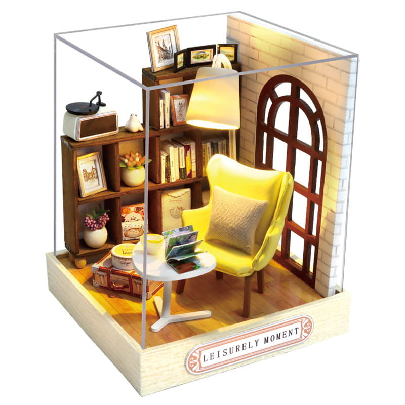 Miniaturowy domek DIY, do sklejania, składania LED Fotel, Meble