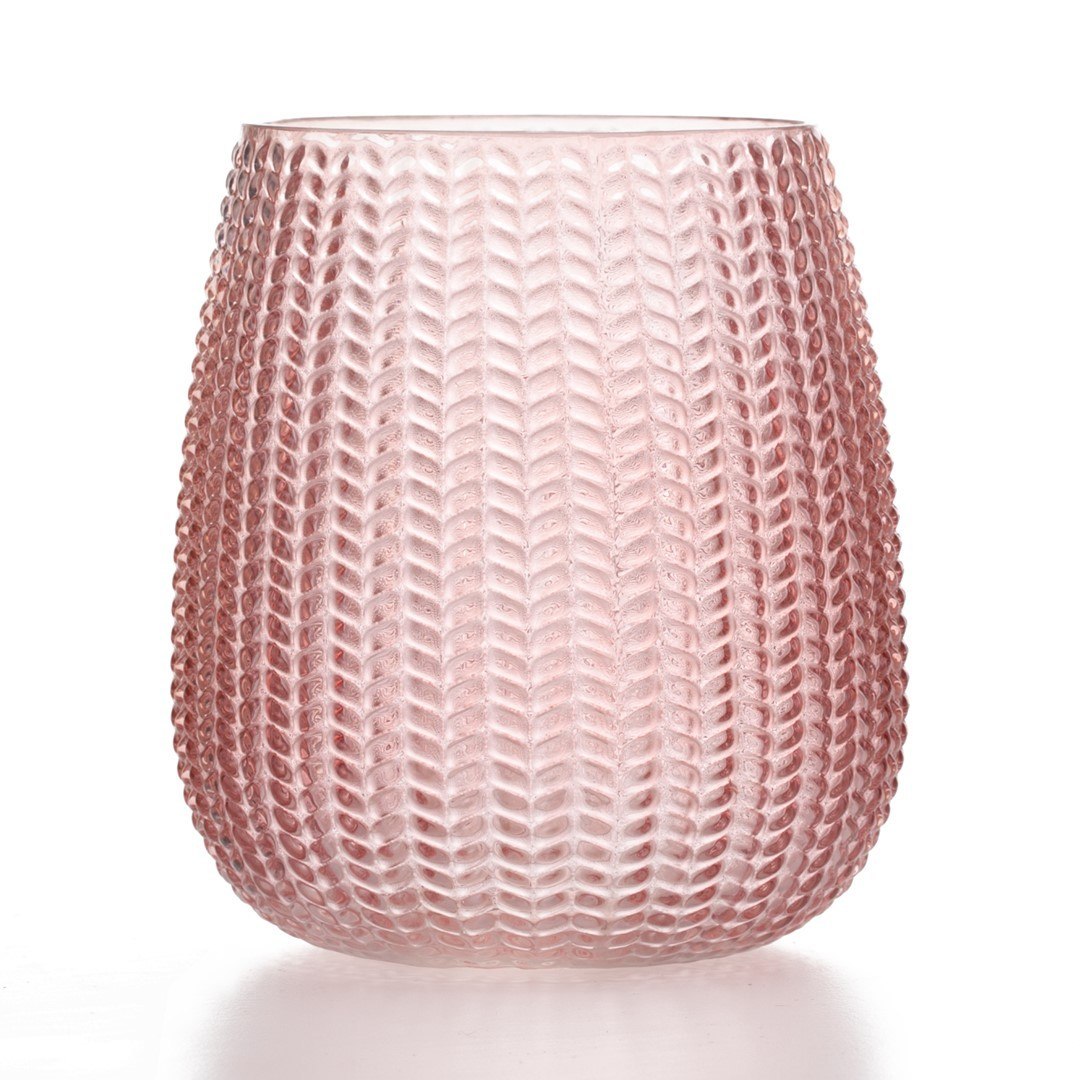 Wazon owalny SEVILLA kolor pudrowy róż ameliahome - VASE/AH/SEVILLA/POWDERPINK/12,5X14