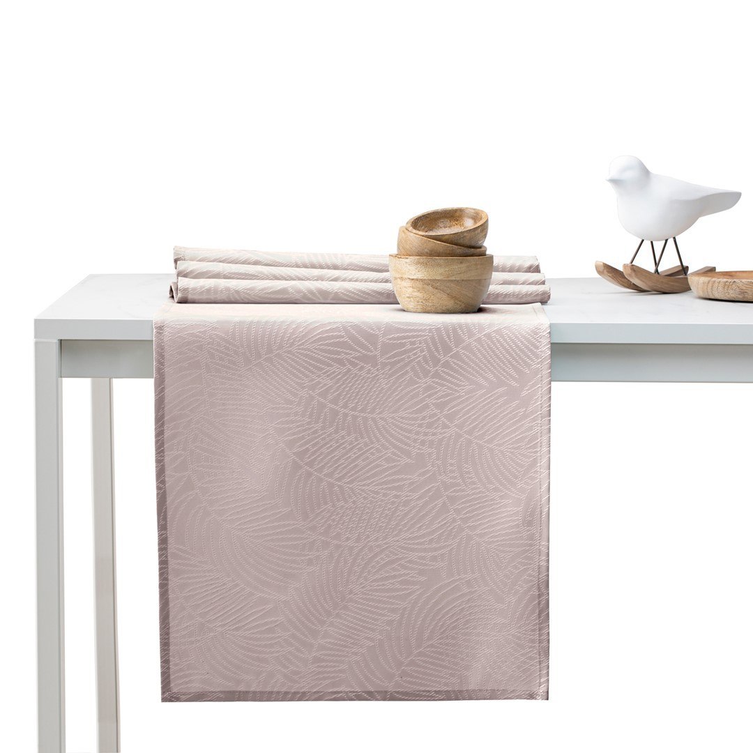 Obrus Gaia Pudrowy róż Tłoczony Roślinny 140x500 AmeliaHome - TCLOTH/AH/GAIA/HMD/POWDERPINK/140X500