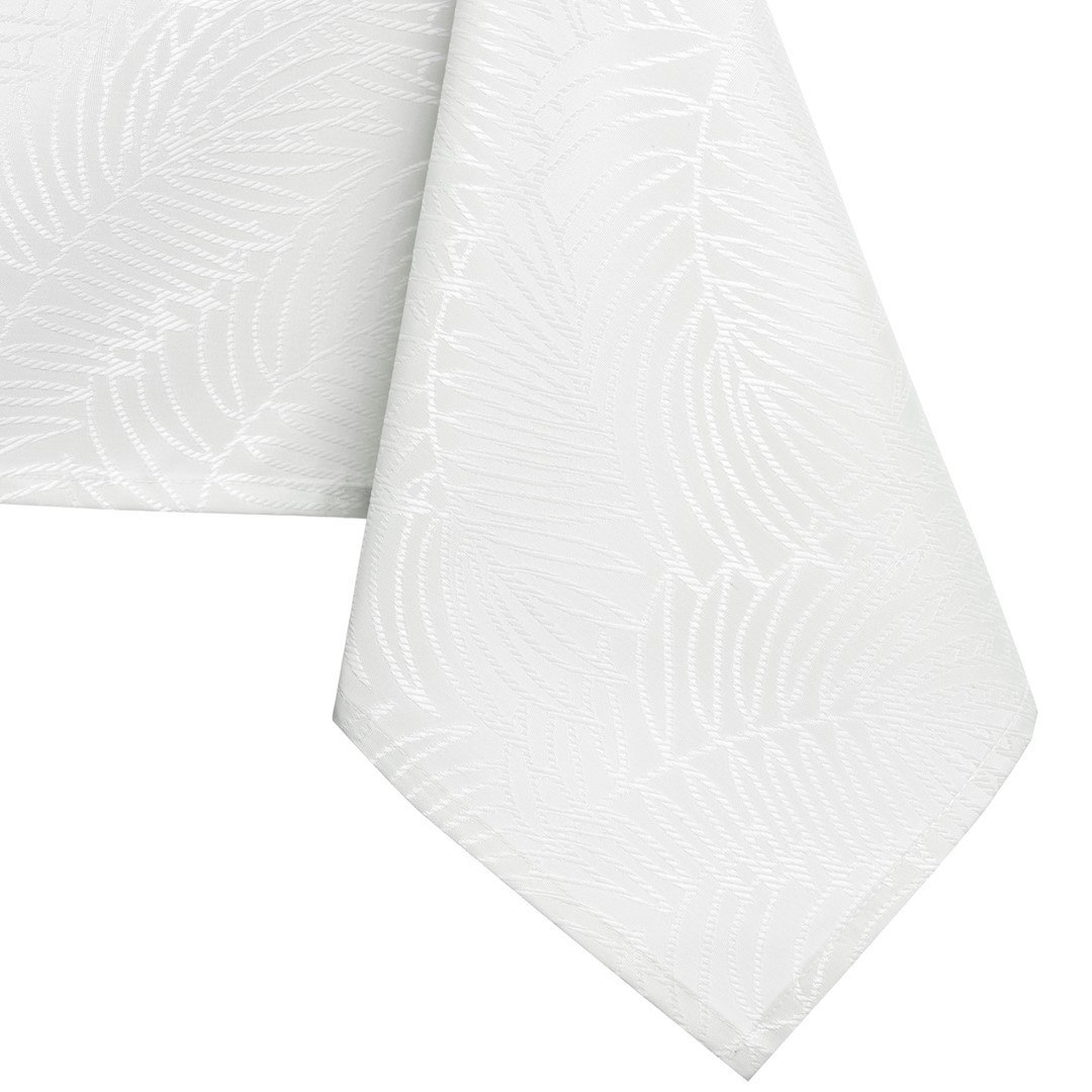 Obrus Gaia Biały Tłoczony Roślinny 140x180 owal AmeliaHome - TCLOTH/AH/GAIA/HMD/WHITE/O140X180