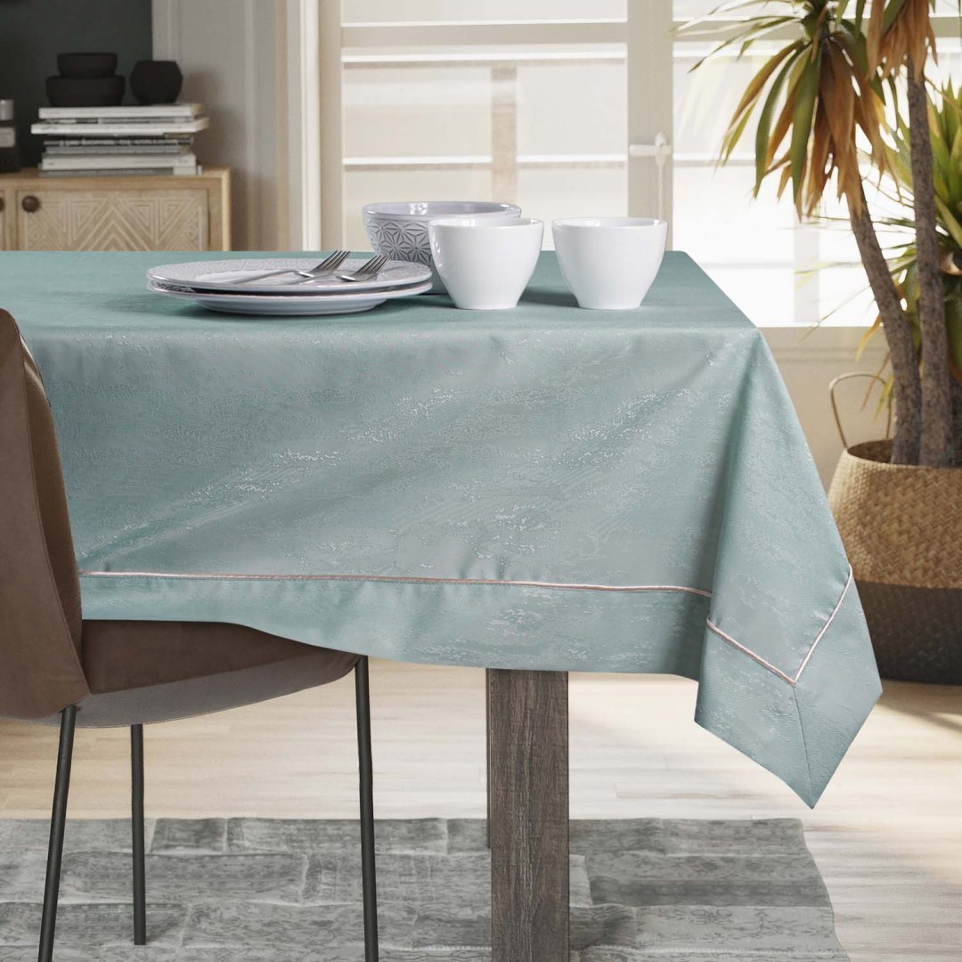 Obrus Vesta Miętowy Tłoczony Nowoczesny 140x140 AmeliaHome - TCLOTH/AH/VESTA/BRD/PPG/MINT/140X140