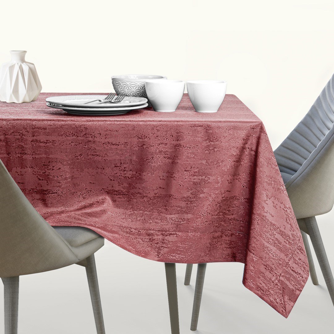 Obrus Vesta Różowy Tłoczony Nowoczesny 40x140 AmeliaHome - TCLOTH/AH/VESTA/BRD/OLDROSE/40X140