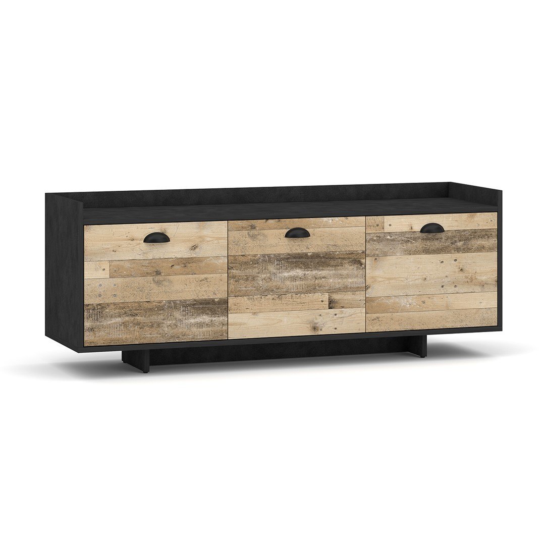 Szafka rtv RATIO kolor czarny styl klasyczny hakano - TVCABINET/VIV/RATIO/BLACK+OLDWOOD/140X53