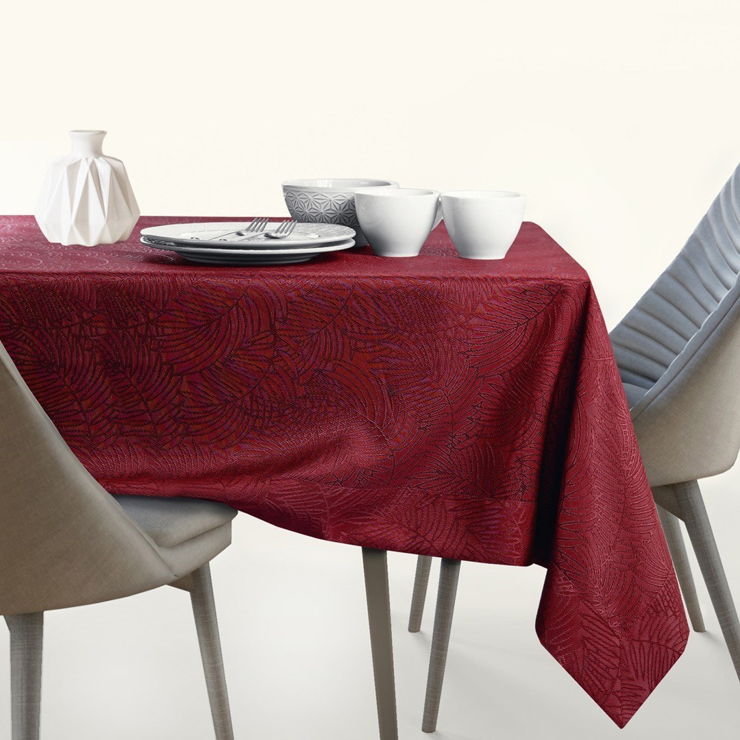 Obrus Gaia Bordowy Tłoczony Roślinny 40x120 AmeliaHome - TCLOTH/AH/GAIA/BRD/CLARET/40X120