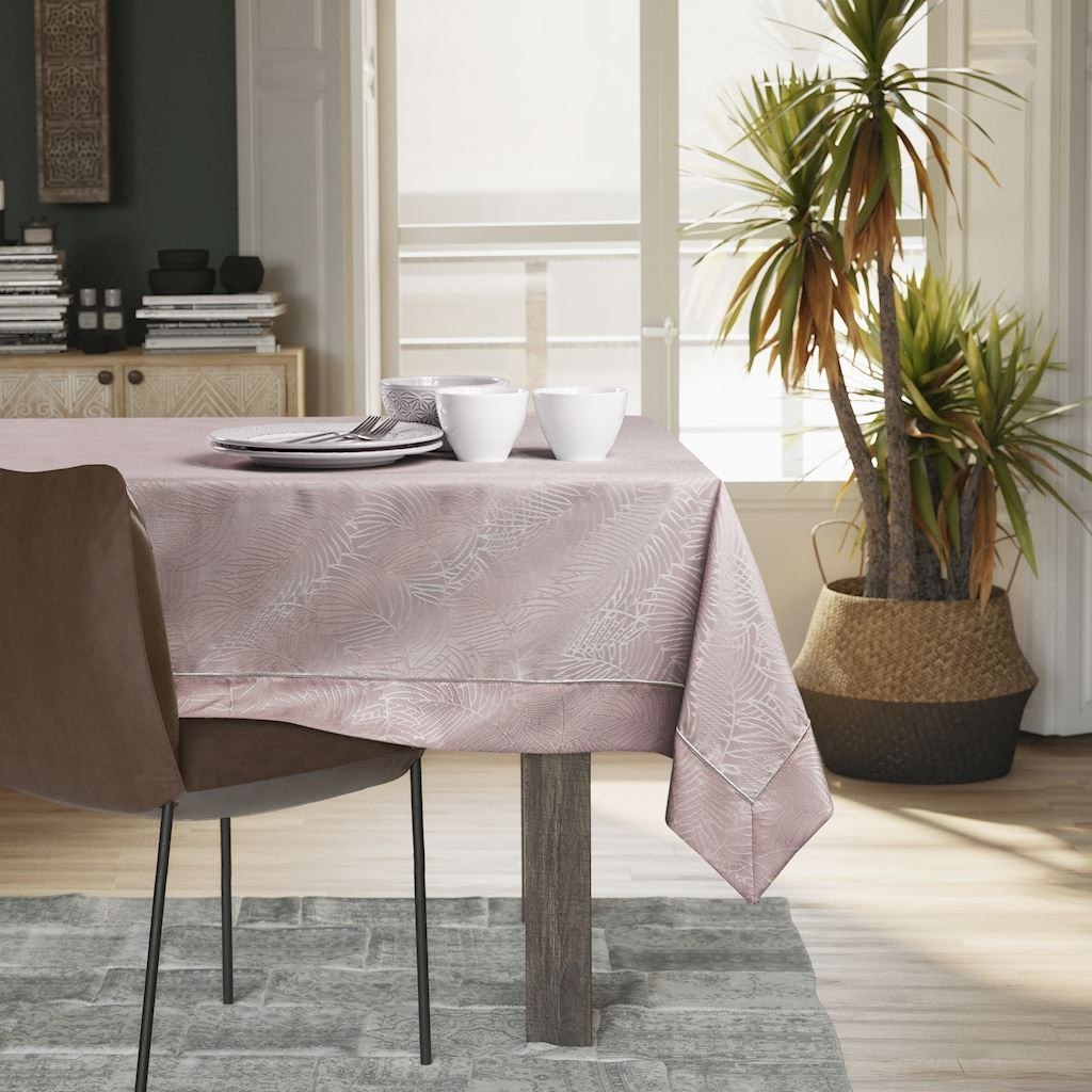 Obrus Gaia Pudrowy róż Tłoczony Roślinny 120x200 AmeliaHome - TCLOTH/AH/GAIA/BRD/PPG/POWDERPINK/120X200