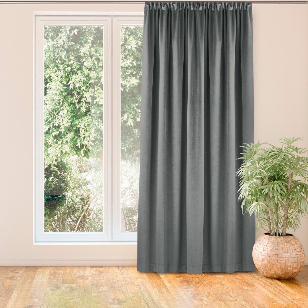 Zasłona VILA kolor grafitowy styl klasyczny taśma smok transparentna 7,5 cm velvet 135x270 homede - CURT/HOM/VILA/VELVET/PLEAT/D