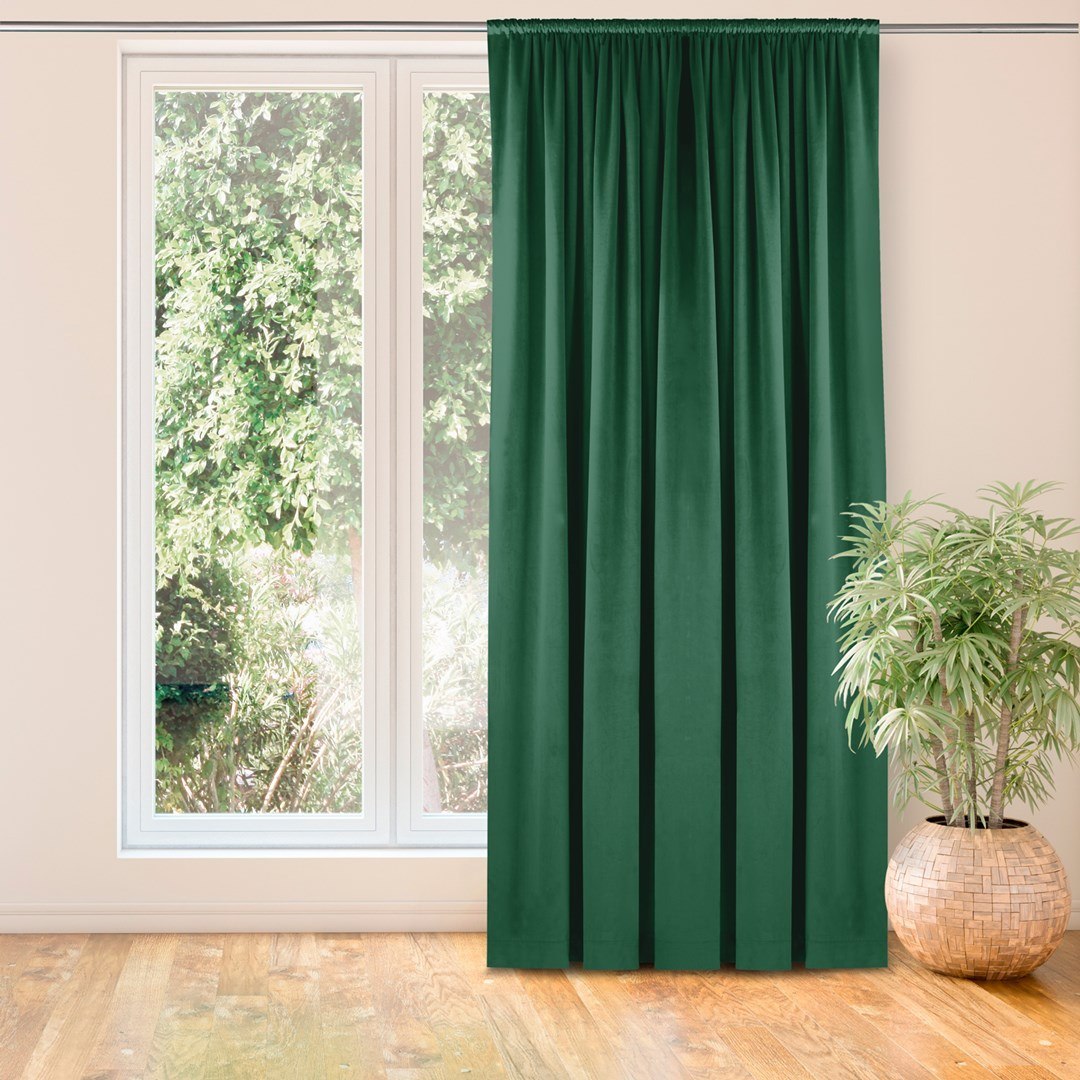 Zasłona VILA kolor butelkowa zieleń styl klasyczny tunel 5 cm velvet 135x270 homede - CURT/HOM/VILA/VELVET/TUNNEL/BGREEN/135x270