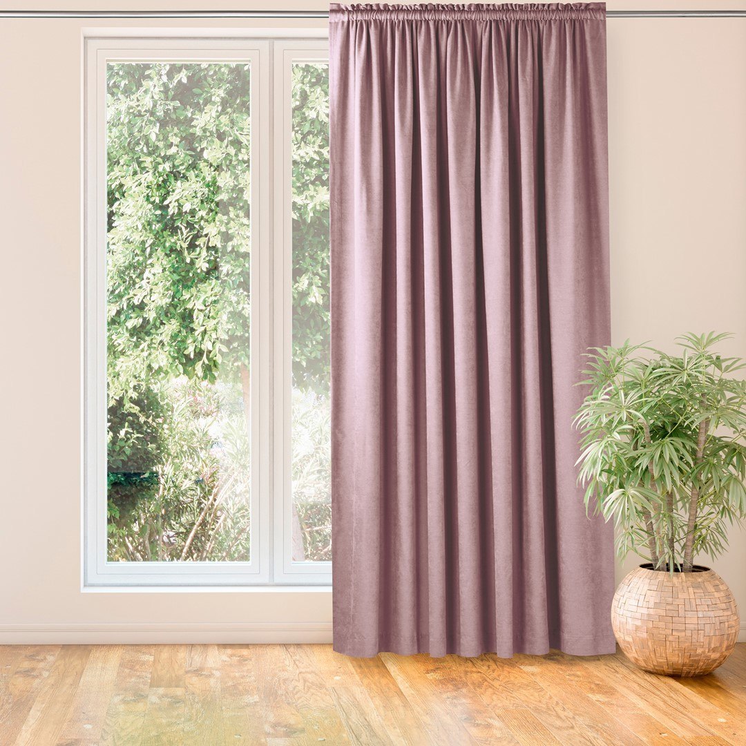 Zasłona MILANA kolor różowy styl klasyczny tunel 5 cm z grzywką 3 cm szenila 140x245 homede - CURT/HOM/MILANA/CHENILLE/TUNNEL/F/