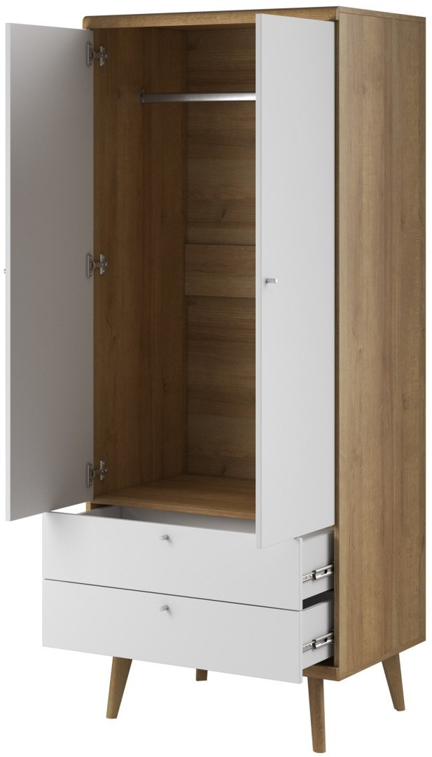 Szafa PRIMO kolor biały styl klasyczny piaski - FURNITURE/WARDROBE/PSK/PRIMO/RIVIERAOAK+WHITE/PSZ80