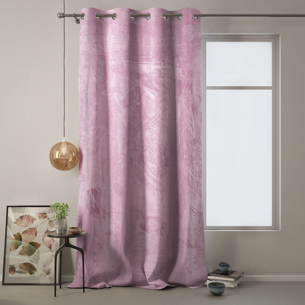 Zasłona VELVET kolor pudrowy róż styl klasyczny przelotki srebrne velvet 140x270 ameliahome - CURT/AH/VELVET/EYELETS/PINK/140X27
