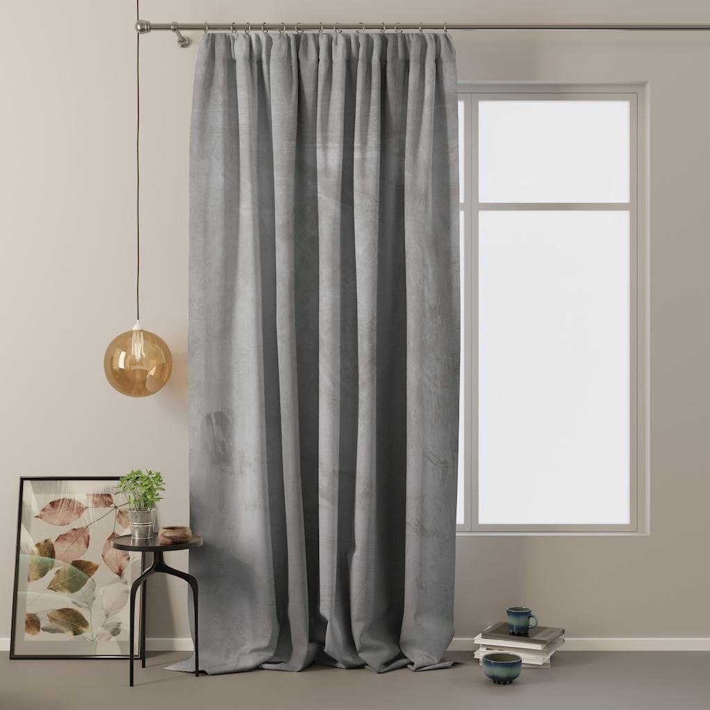 Zasłona VELVET kolor srebrny styl klasyczny taśma velvet 140x270 ameliahome - CURT/AH/VELVET/PLEAT/SILVER/140X270/1PC