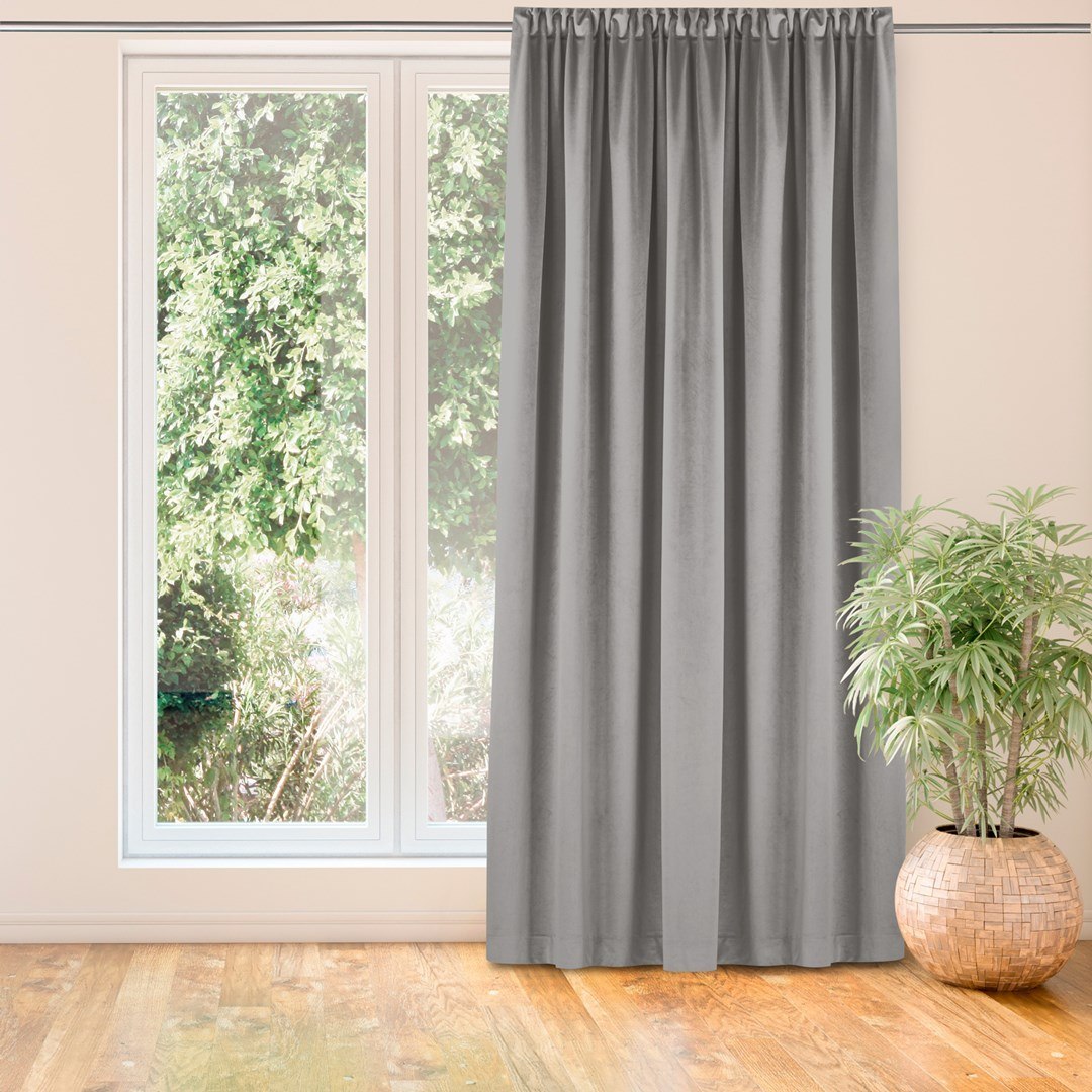Zasłona VILA kolor szary styl klasyczny taśma smok transparentna 10 cm z grzywką 3 cm velvet 135x225 homede - CURT/HOM/VILA/VELV