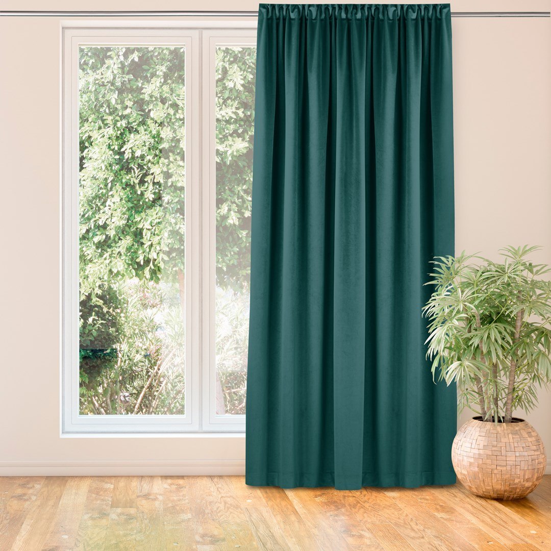 Zasłona VILA kolor morski styl klasyczny taśma smok transparentna 10 cm z grzywką 3 cm velvet 135x245 homede - CURT/HOM/VILA/VEL