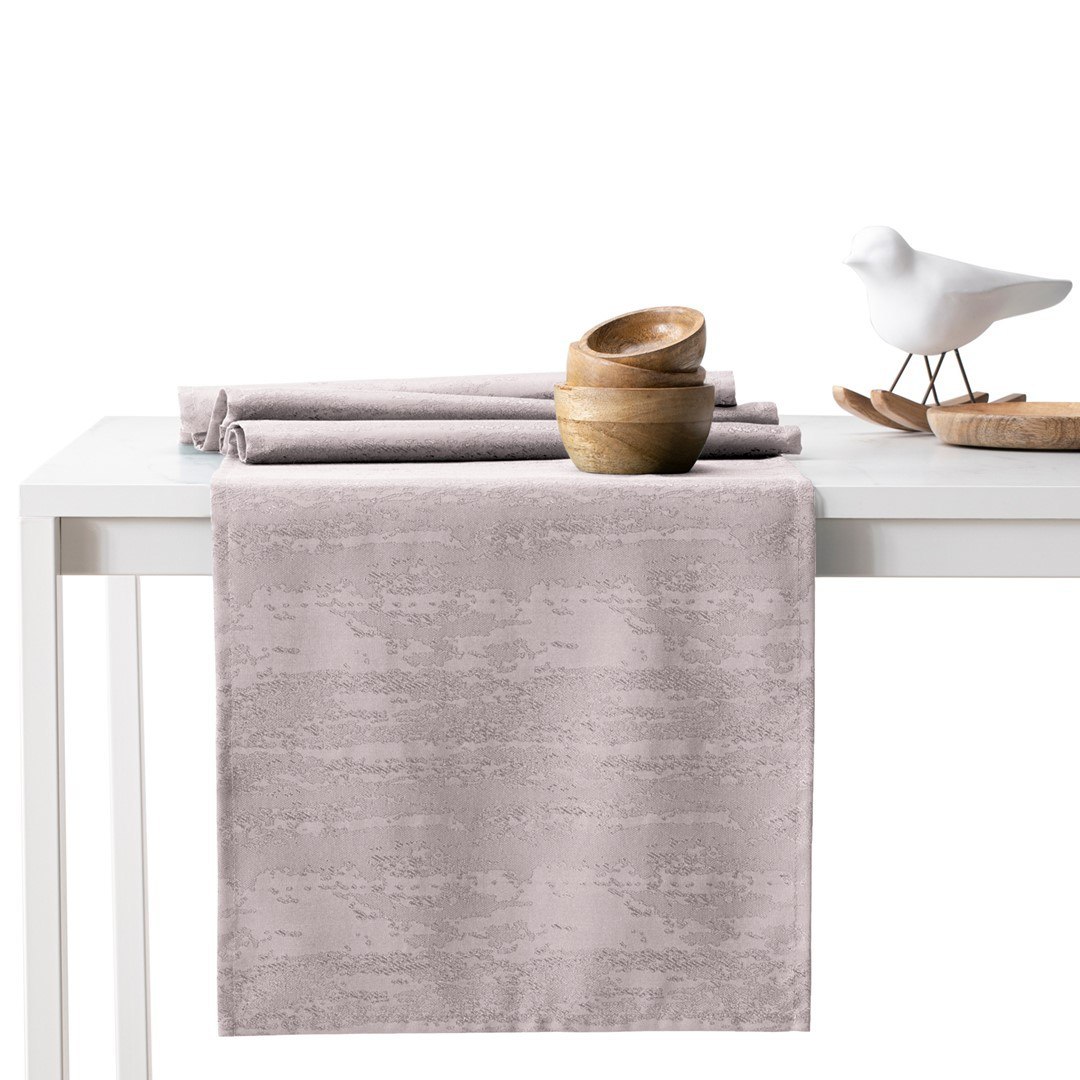 Obrus Vesta Pudrowy róż Tłoczony Nowoczesny 115x180+35x180 AmeliaHome - TCLOTH/AH/VESTA/HMD/POWDERPINK/SET/115x180+35x180