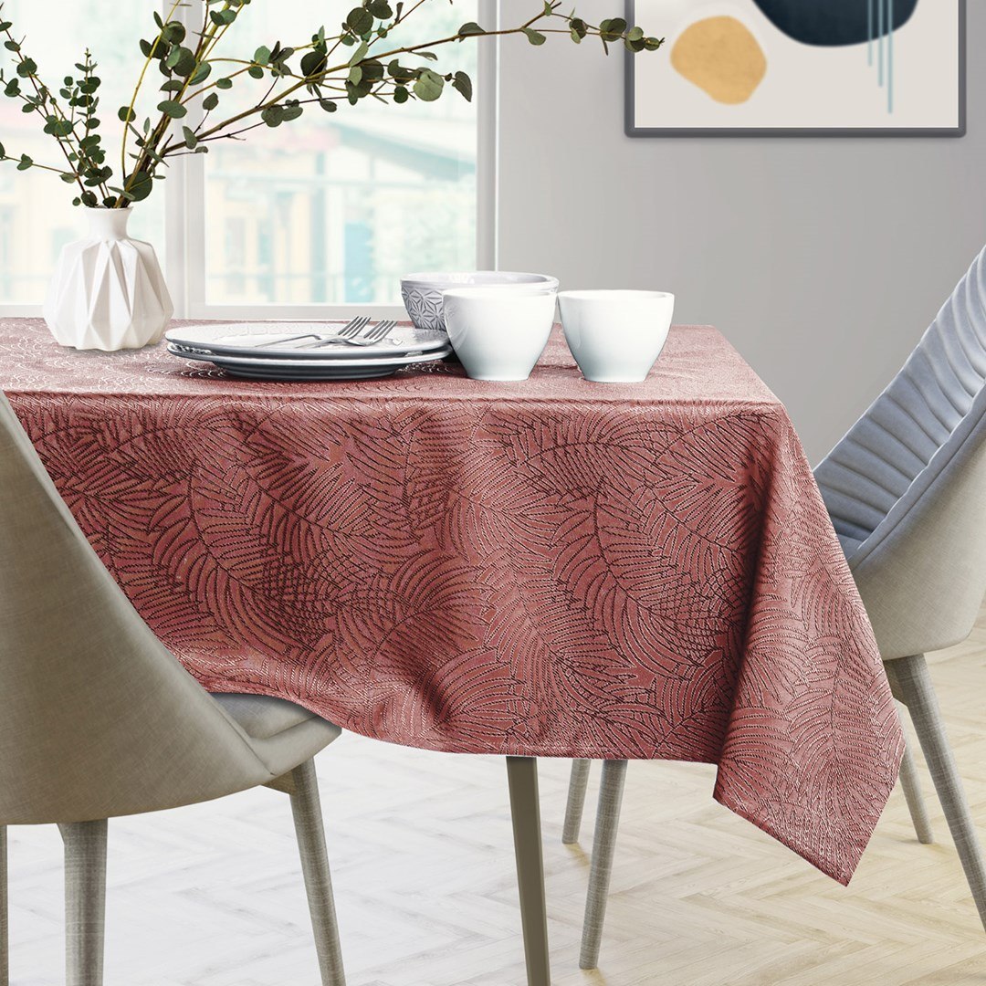 Obrus Gaia Różowy Tłoczony Roślinny 80x80 AmeliaHome - TCLOTH/AH/GAIA/HMD/OLDROSE/80X80