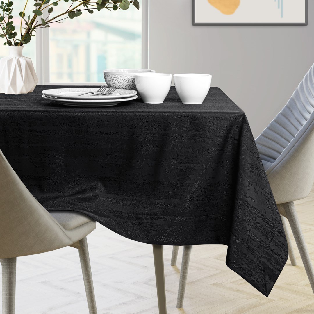 Obrus Vesta Czarny Tłoczony Nowoczesny 60x60 AmeliaHome - TCLOTH/AH/VESTA/HMD/BLACK/60X60
