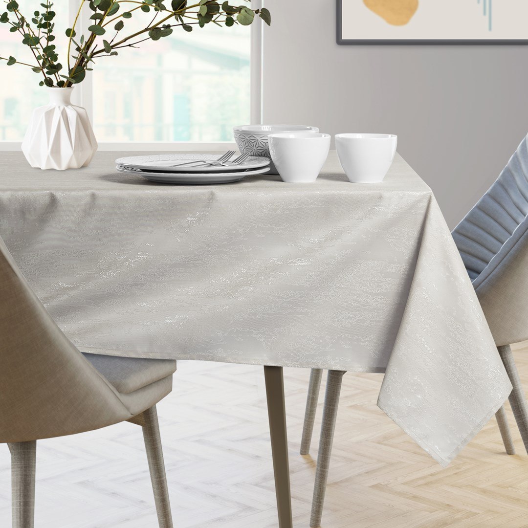 Obrus Vesta Kremowy Tłoczony Nowoczesny 80x80 AmeliaHome - TCLOTH/AH/VESTA/HMD/CREAM/80X80