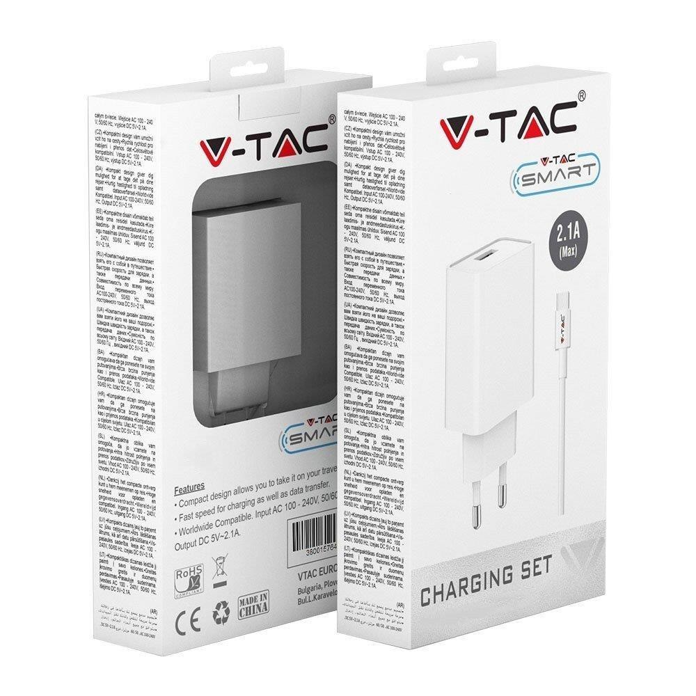 V-Tac Ładowarka USB Type C z Przewodem Biała VT-5372