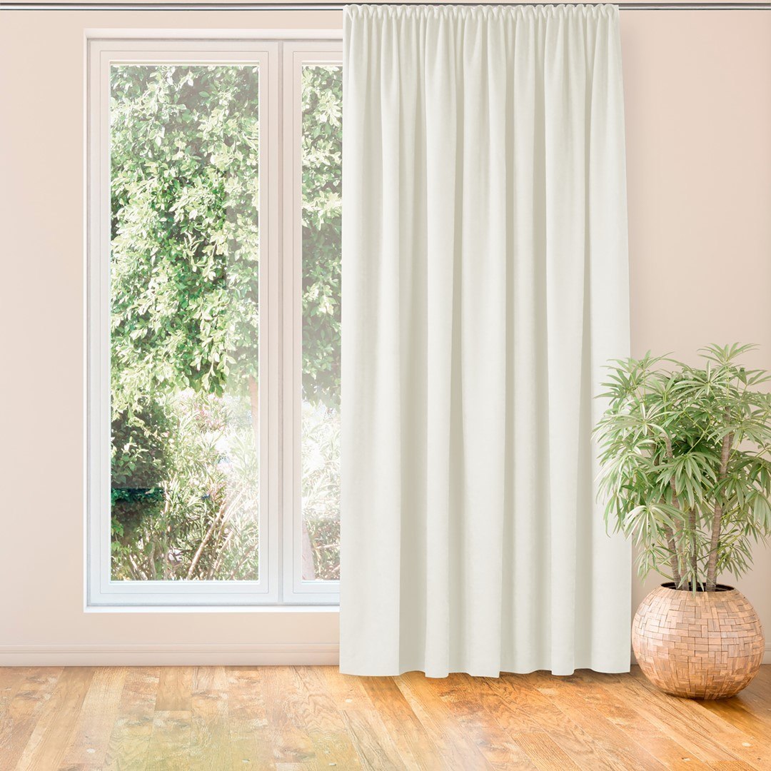 Zasłona MILANA kolor kremowy styl klasyczny taśma smok transparentna 5 cm szenila 140x225 homede - CURT/HOM/MILANA/CHENILLE/PLEA