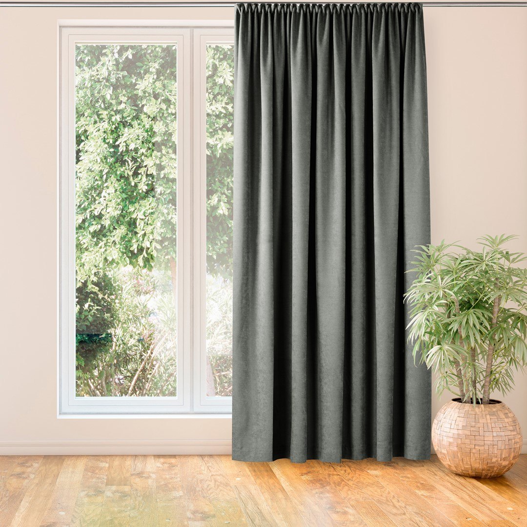 Zasłona MILANA kolor szary styl klasyczny taśma smok transparentna 5 cm szenila 140x175 homede - CURT/HOM/MILANA/CHENILLE/PLEAT/
