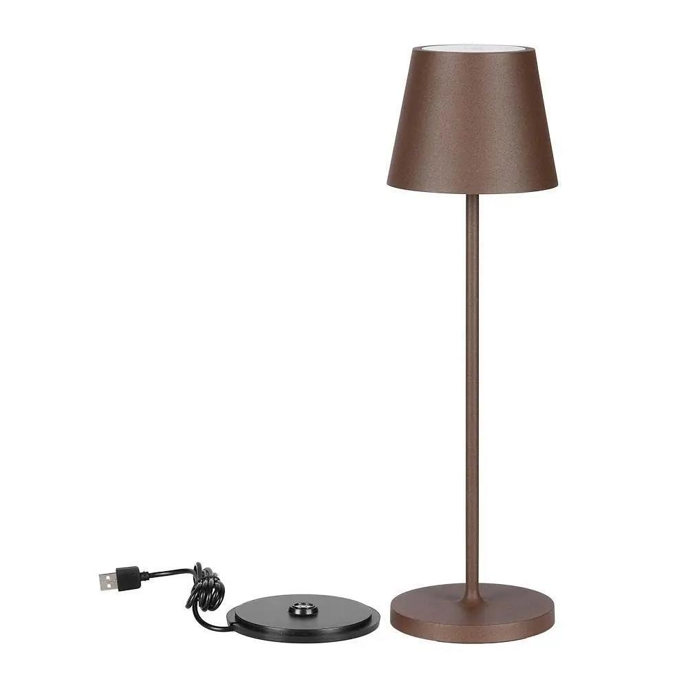 Lampka Biurkowa Nocna V-TAC 3W LED Ładowanie Ściemnianie IP54 Brązowa VT-7522 3000K 200lm