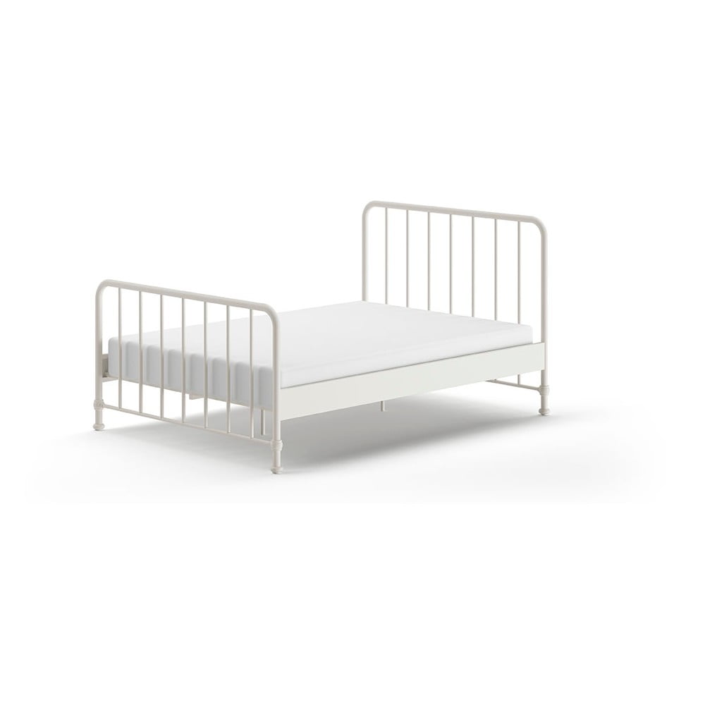 Białe metalowe łóżko ze stelażem 140x200 cm BRONXX – Vipack