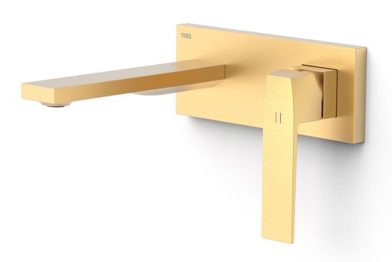 Bateria umywalkowa TRES Slim Exclusive podtynkowa 24-K Matowe Złoto 20230011OM