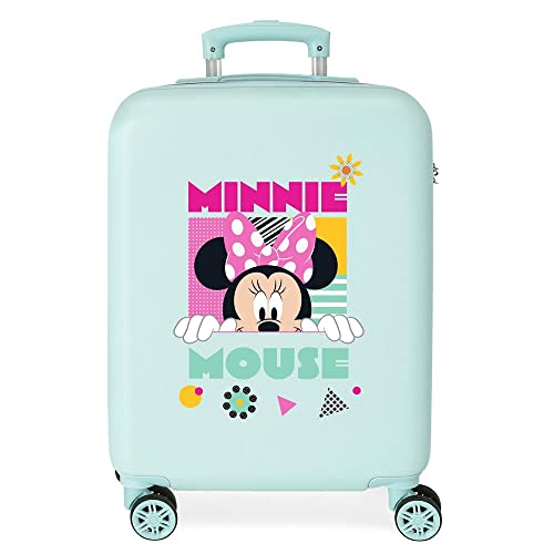 Disney Minnie Geometric Walizka kabiny Turkusowy 38x55x20 cms Sztywne zapięcie z boku 35L 2 kg 4 koła Podwójne Bagaż Ręczny, niebieski, Talla única, walizka kabinowa