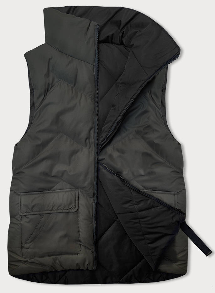 PUCHOWA DWUSTRONNA KAMIZELKA DAMSKA ARMY (5M3179-136) - J STYLE