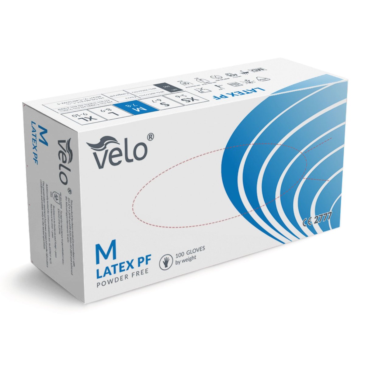 Velo, Rękawice lateksowe bezpudrowe, rozmiar M , 100 sztuk 9088084